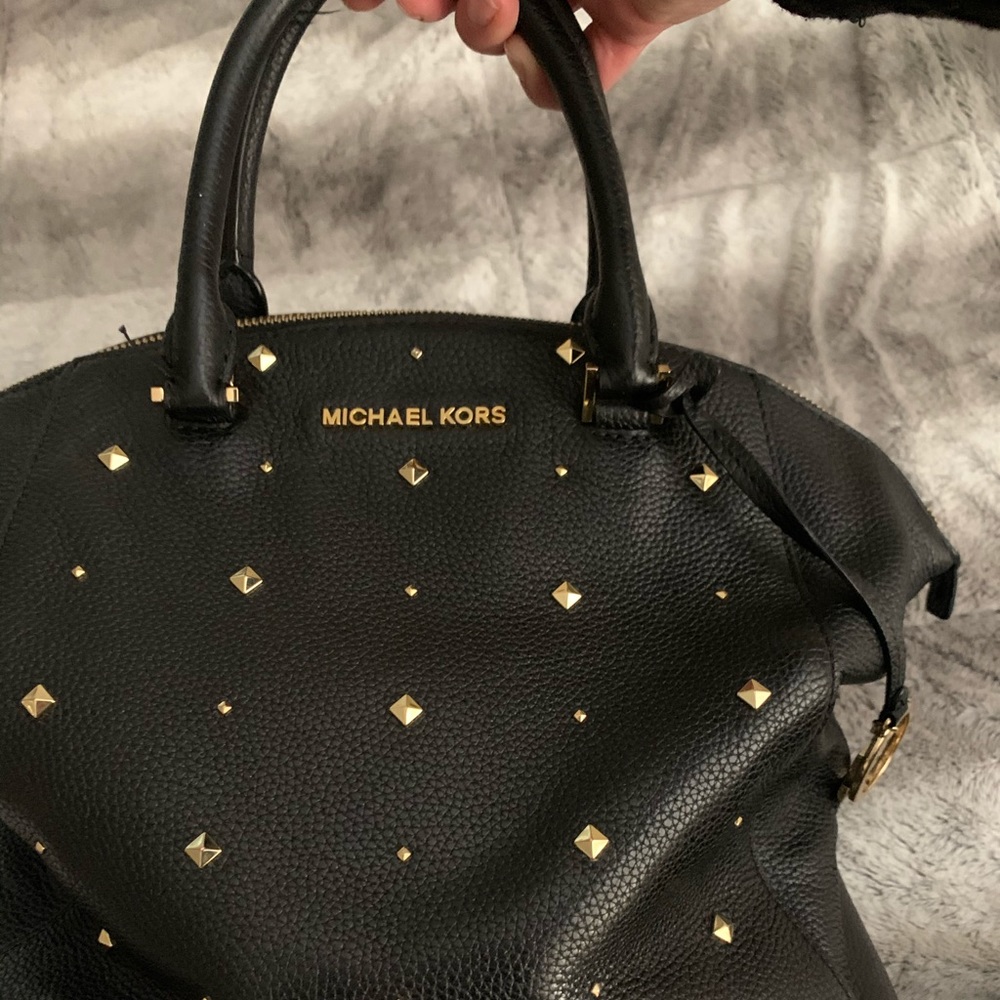 MK satchel with gold studs